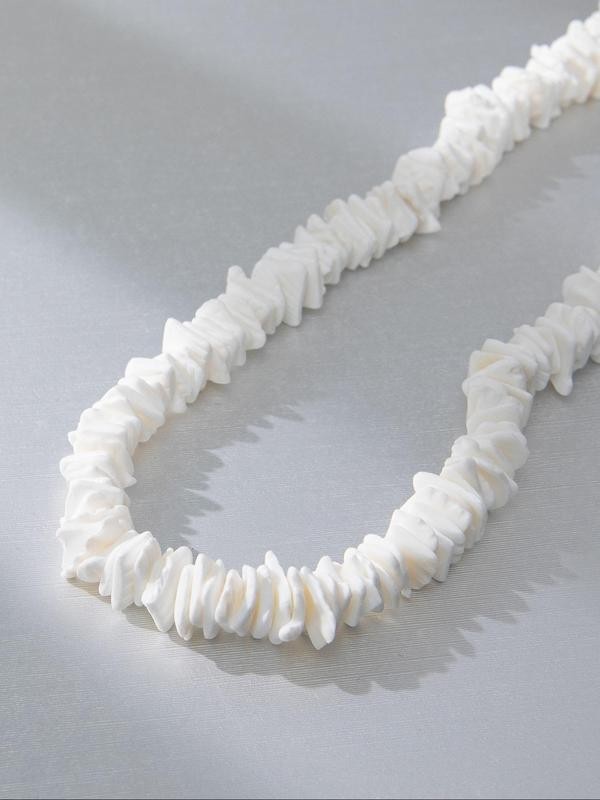 White Puka Shell Necklace - Hawaiian Style Clam Chip Surfer Necklace 16 in-19 In White Puka Shell Necklace - Hawaiian Style Clam Chip Surfer Necklace 16 in-19 In