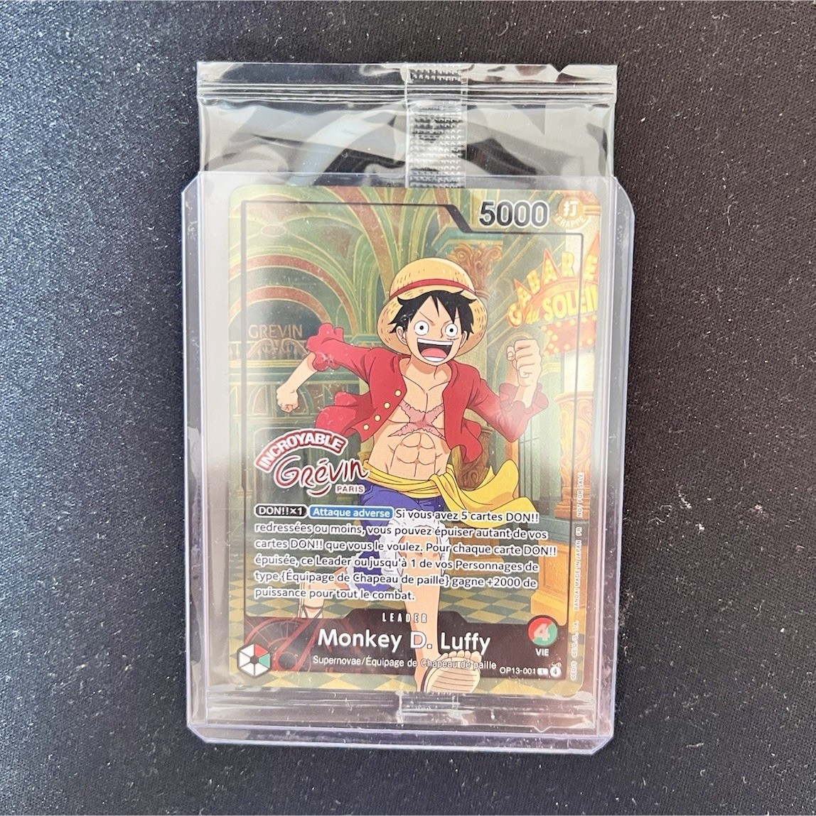 2 One Piece Card Game Monkey D. Luffy Leader OP13-001 FR Promo Grevin Paris