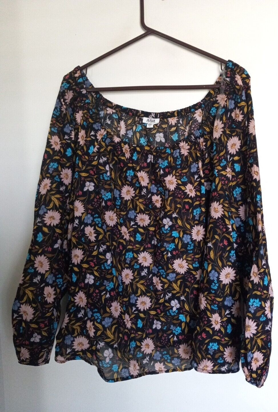 Ana Plus Elastic & Tie Neckline Off Shoulder Tunic Shirt Peasant Sz 3X Ana Plus Elastic & Tie Neckline Off Shoulder Tunic Shirt Peasant Sz 3X