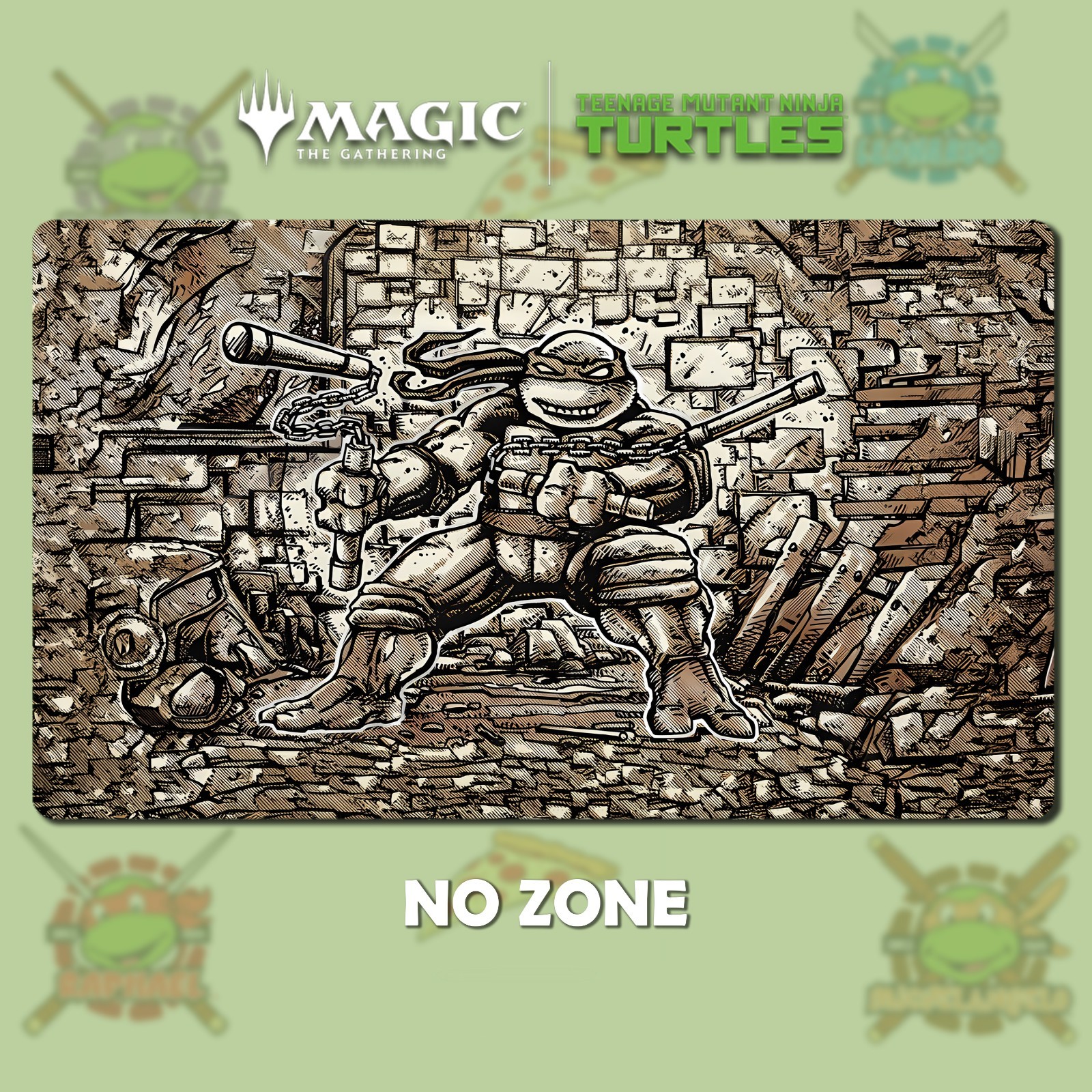 Michelangelo Improviser MTG TMNT Playmat Stitched Edges Gaming Desk Mat