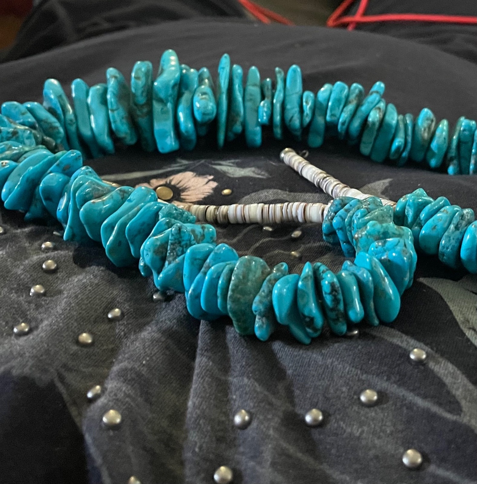 FANTASTIC VINTAGE NAVAJO KINGMAN TURQUOISE STERLING SILVER NECKLACE FANTASTIC VINTAGE NAVAJO KINGMAN TURQUOISE STERLING SILVER NECKLACE