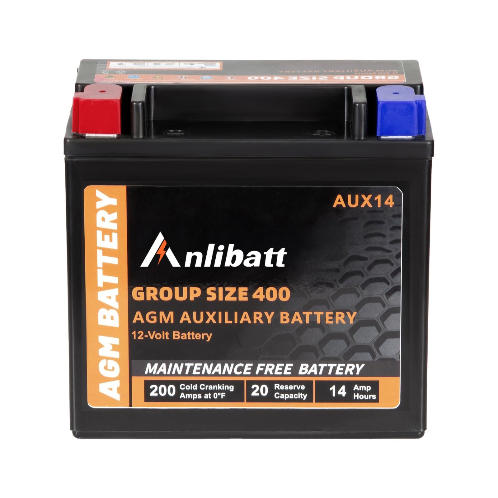 AUX14 Auxiliary Battery 12V 14Ah 20RC 200CCA Group 400 AUX Automotive Battery