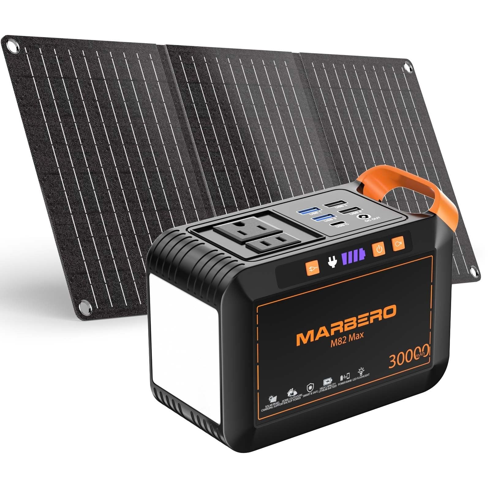 MARBERO Solar Generator 111Wh Portable Power Station with Solar Panel 30W Includ MARBERO Solar Generator 111Wh Portable Power Station with Solar Panel 30W Includ