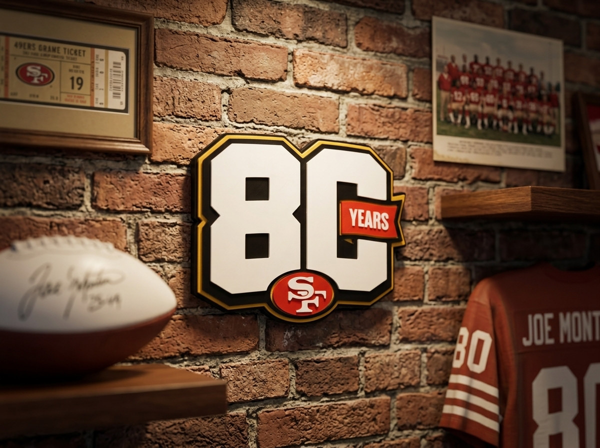 San Francisco 49ers 80th Anniversary Wall Desk Shelf NFL 3D Sign San Francisco 49ers 80th Anniversary Wall Desk Shelf NFL 3D Sign