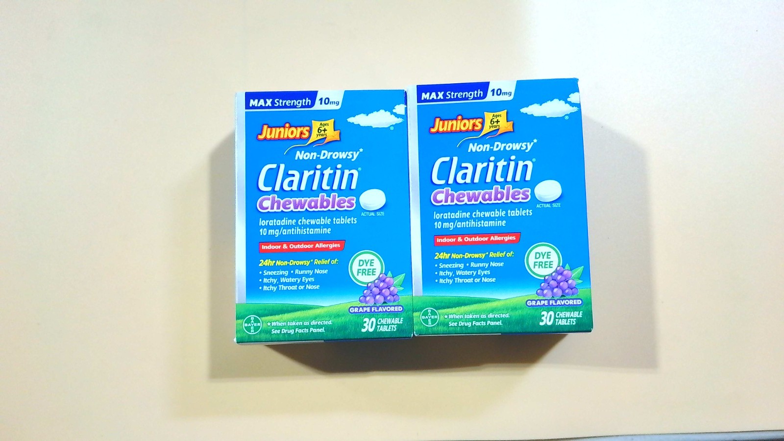 2PK Juniors Ages 6+ Claritin Max Strength 10mg Chewables 1 Dose 24-Hour 2027 2PK Juniors Ages 6+ Claritin Max Strength 10mg Chewables 1 Dose 24-Hour 2027