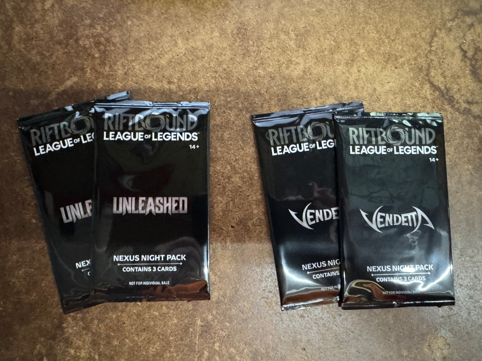 Riftbound Vendetta & Unleashed Nexus Night Promo Packs (2 of each) NEW/SEALED Riftbound Vendetta & Unleashed Nexus Night Promo Packs (2 of each) NEW/SEALED
