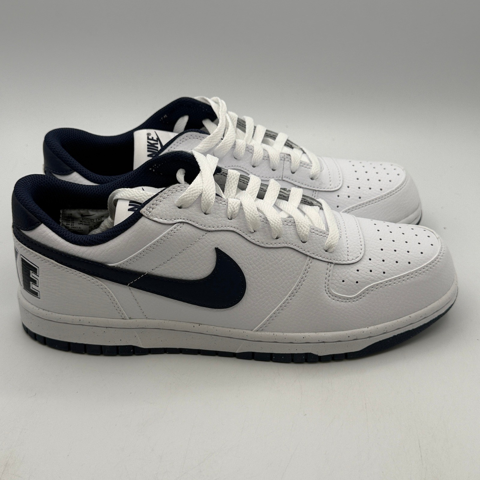 Nike Big Nike Low Shoes Mens Size 11 White Midnight Navy Basketball 355152-140