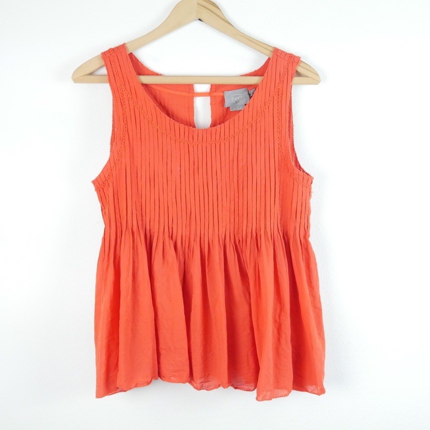 Vanessa Virginia Anthropologie Orange Pintuck Cotton Cottagecore Dainty top 8 Vanessa Virginia Anthropologie Orange Pintuck Cotton Cottagecore Dainty top 8