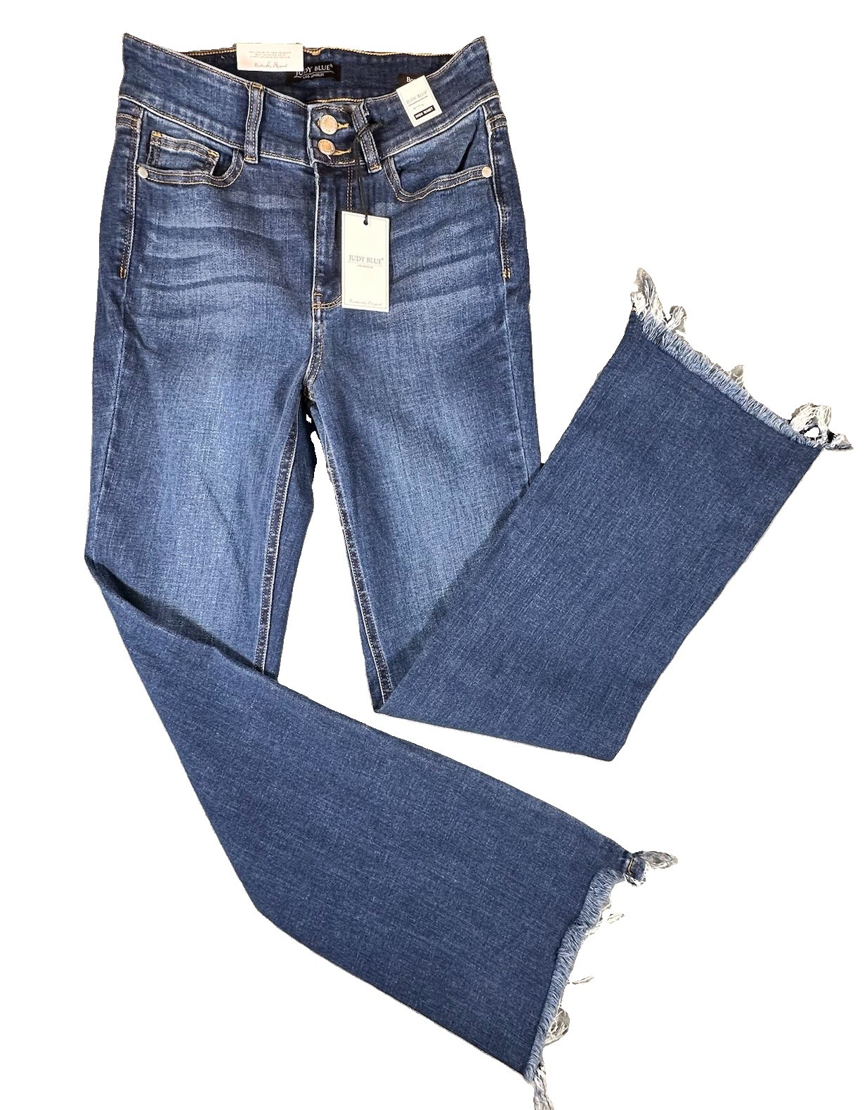 Judy Blue Jeans Women 7/28 Boot Cut High Rise Frayed Hem Stretch 28x31 Boho New Judy Blue Jeans Women 7/28 Boot Cut High Rise Frayed Hem Stretch 28x31 Boho New