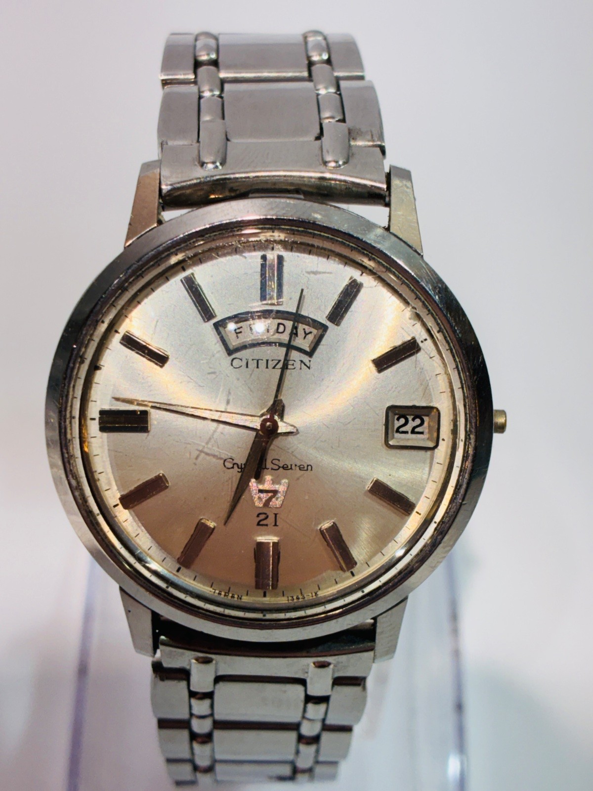 Vtg Citizen Crystal Seven 21J Automatic Day Date Men's Watch 51-7892 Untested Vtg Citizen Crystal Seven 21J Automatic Day Date Men's Watch 51-7892 Untested