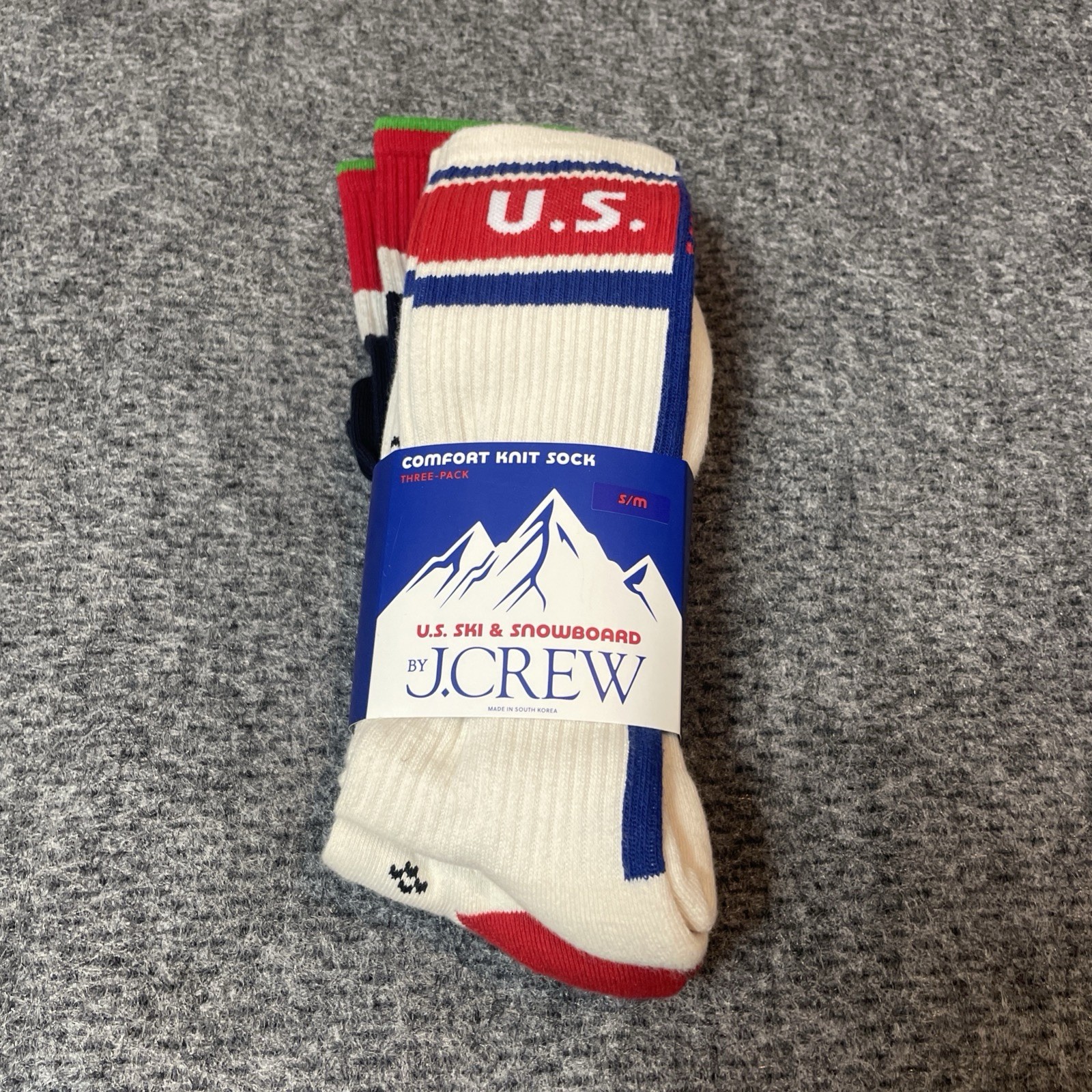 J Crew US Ski & Snowboard Comfort Knit Socks 3 Pack Size S/M ~ NEW