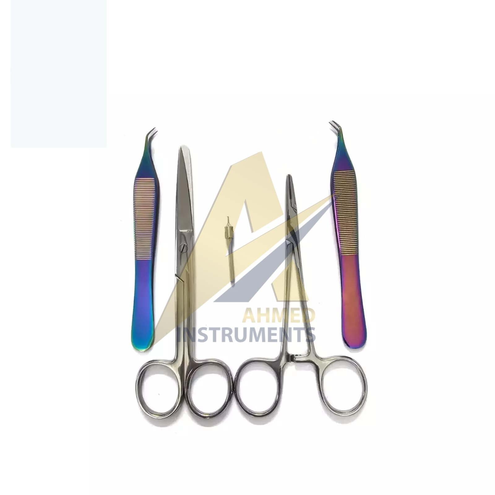 Hair Transplant instruments set of 5 Pcs Rainbow Color German steel