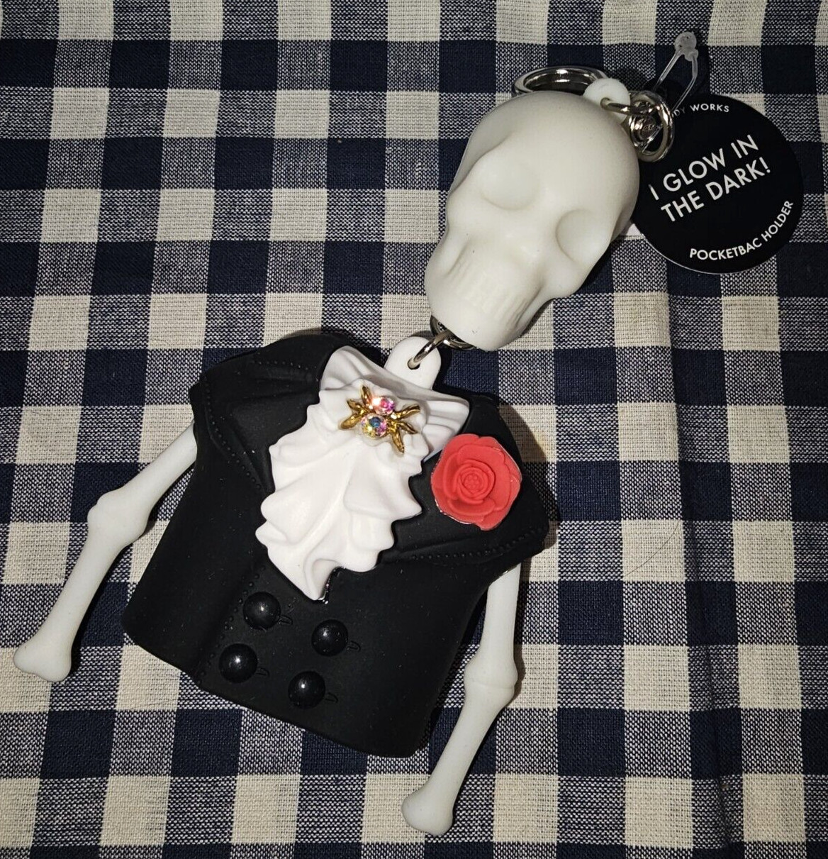 NEW Dapper Skeleton GLOW IN DARK PocketBac Sanitizer Holder Bath & Body Works