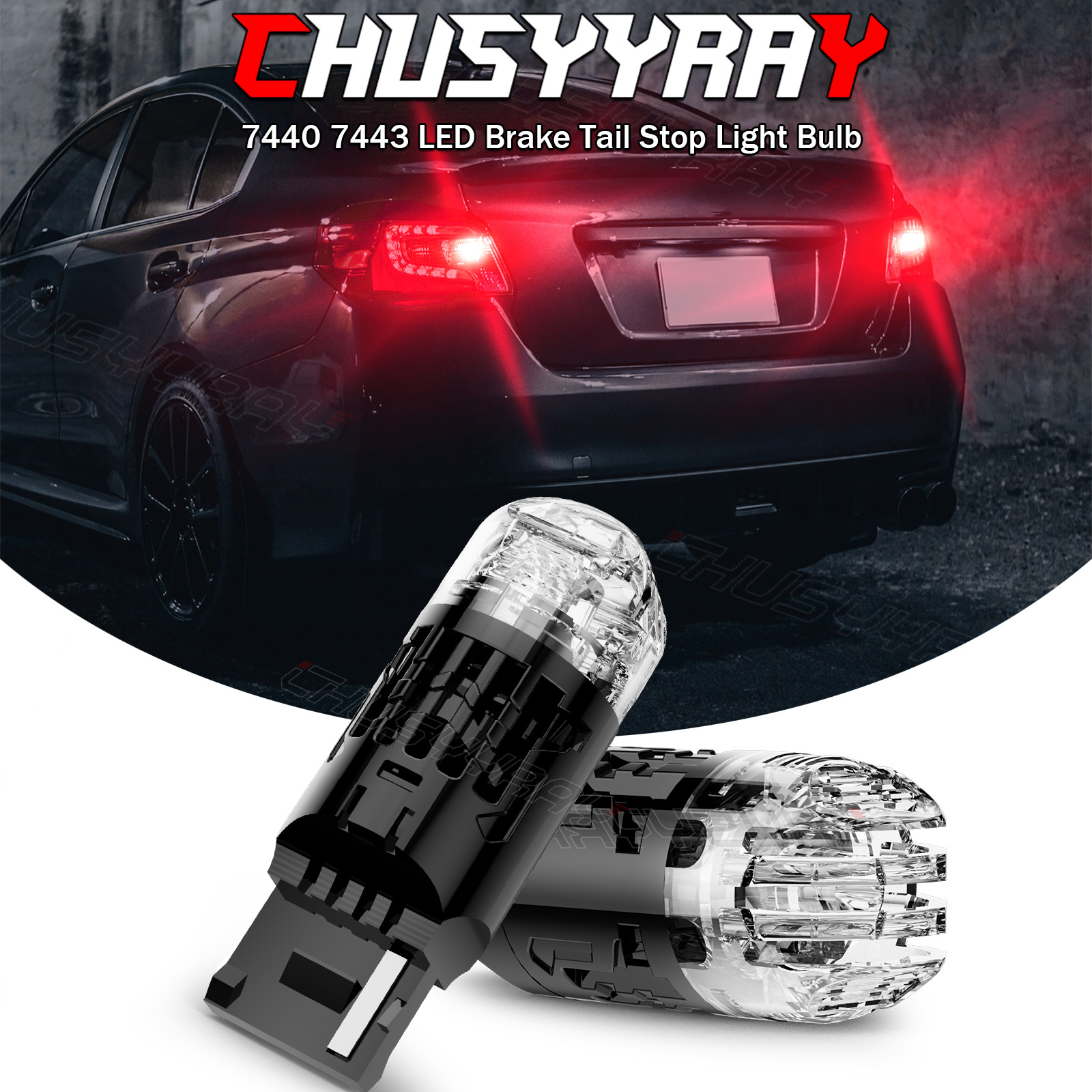 2x 7443 7440 LED Bulbs Flash Strobe Red Brake Tail Light For Honda Civic Coupe