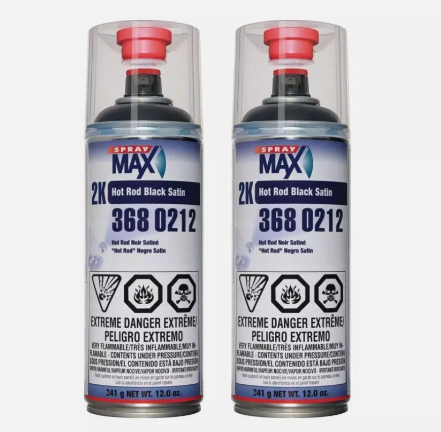 SprayMax 3680212 2K Hot Rod Satin Black Aerosol 12 oz. (2 Pack) SprayMax 3680212 2K Hot Rod Satin Black Aerosol 12 oz. (2 Pack)