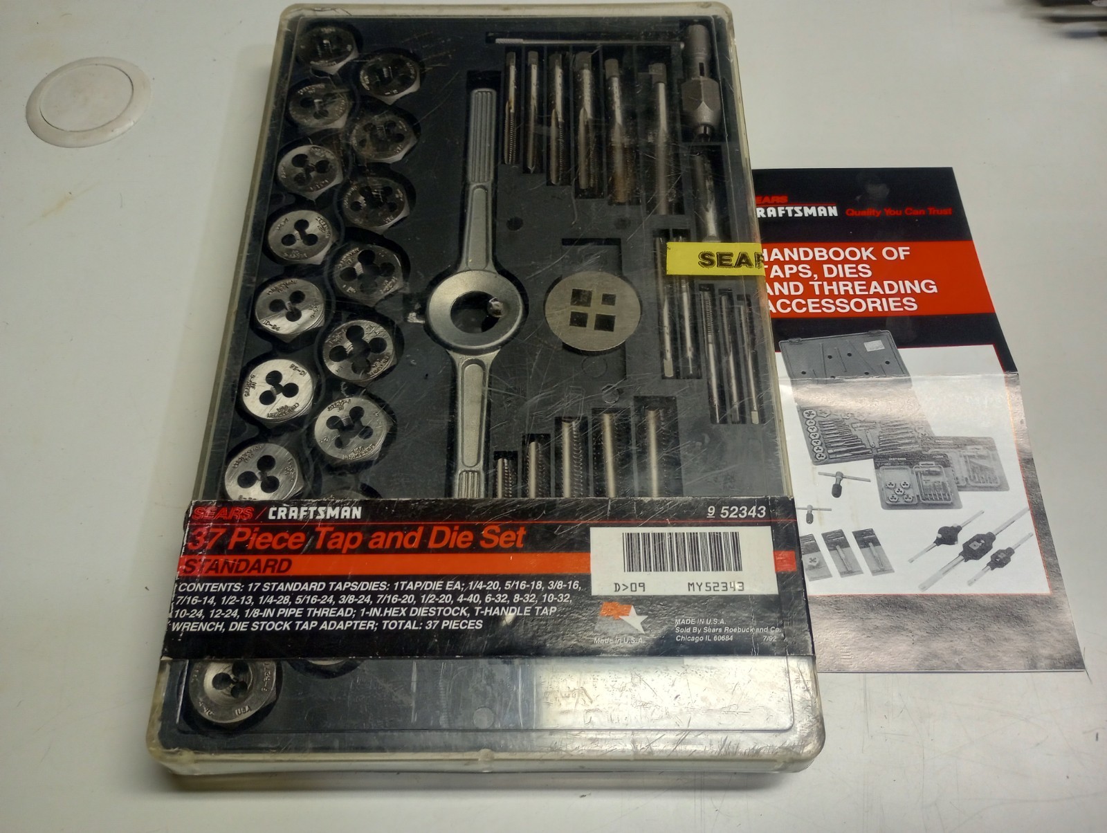 Vintage 1990 Craftsman SAE 37-Piece Tap & Die Set Standard– New Old Stock (NOS)