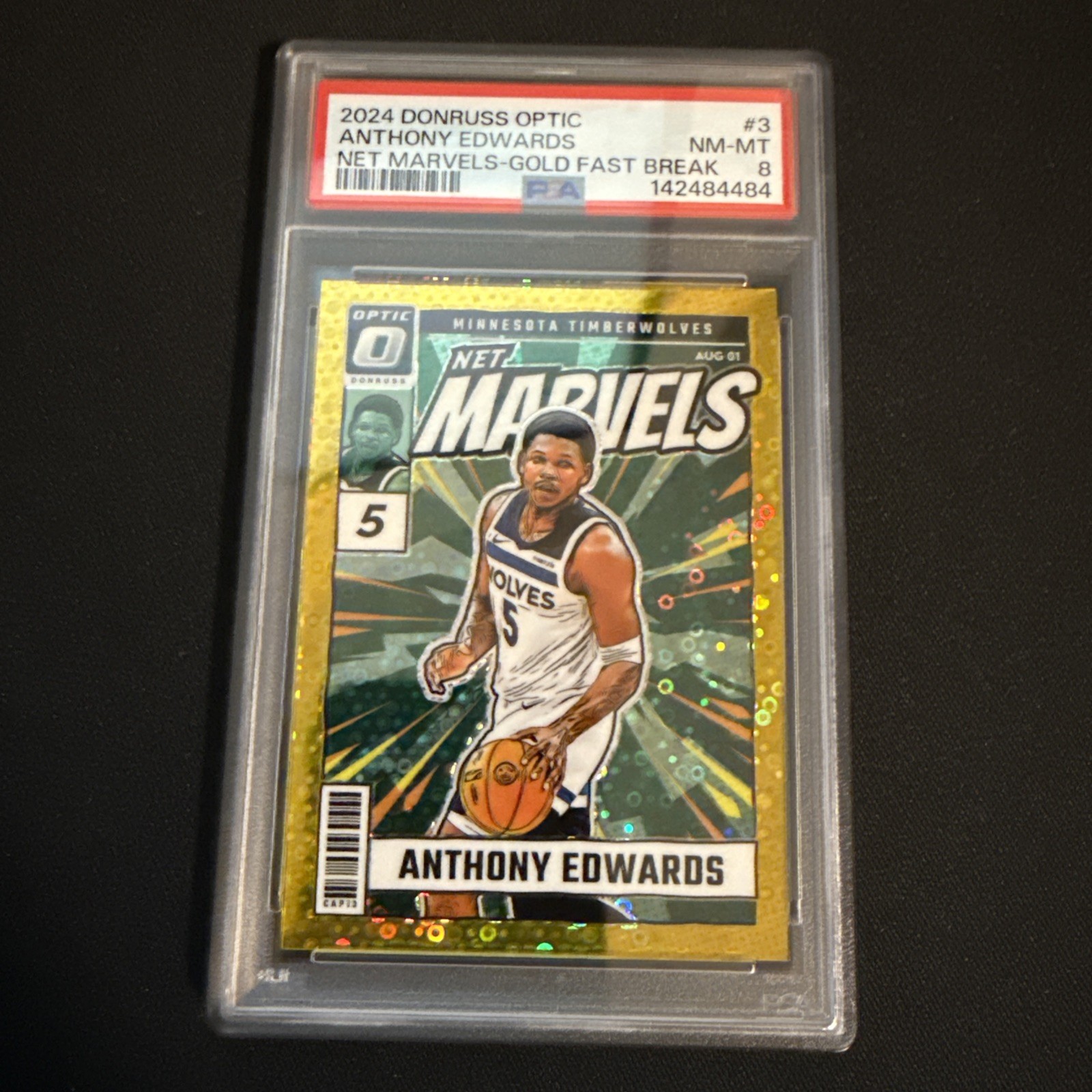 24-25 Panini Donruss Optic Anthony Edwards Net Marvels Fast Break Gold #/10 PSA 24-25 Panini Donruss Optic Anthony Edwards Net Marvels Fast Break Gold #/10 PSA