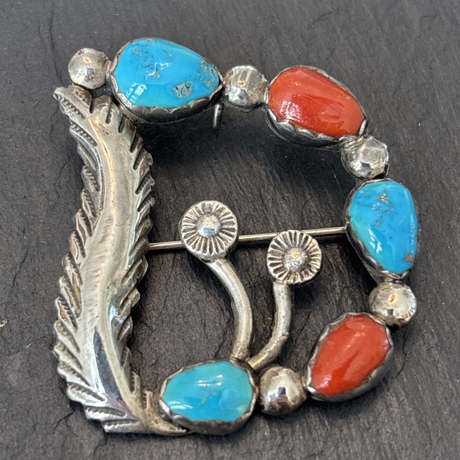 Carmelita Simplicio Zuni Vintage Sterling Silver Turquoise Coral Pendant Wow W1 Carmelita Simplicio Zuni Vintage Sterling Silver Turquoise Coral Pendant Wow W1