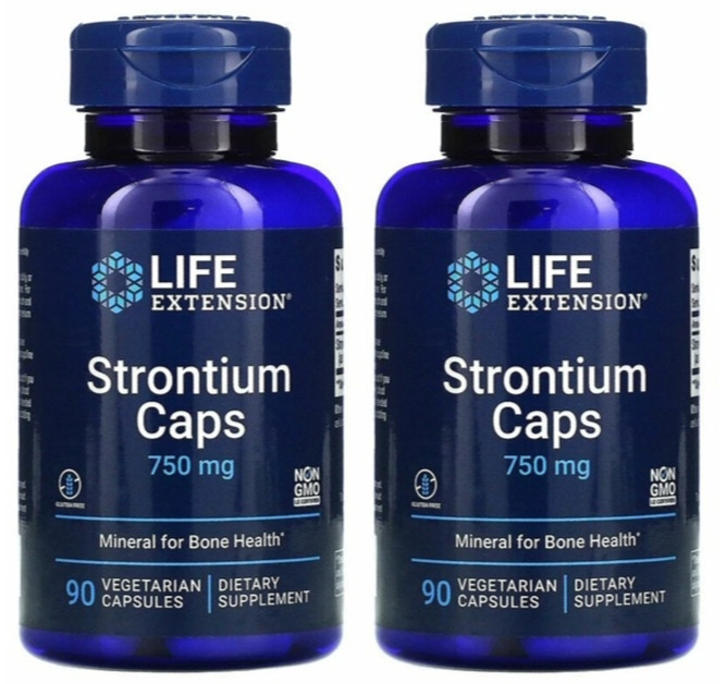 Strontium Caps 750mg 2X90 vegetarian capsules Life Extension