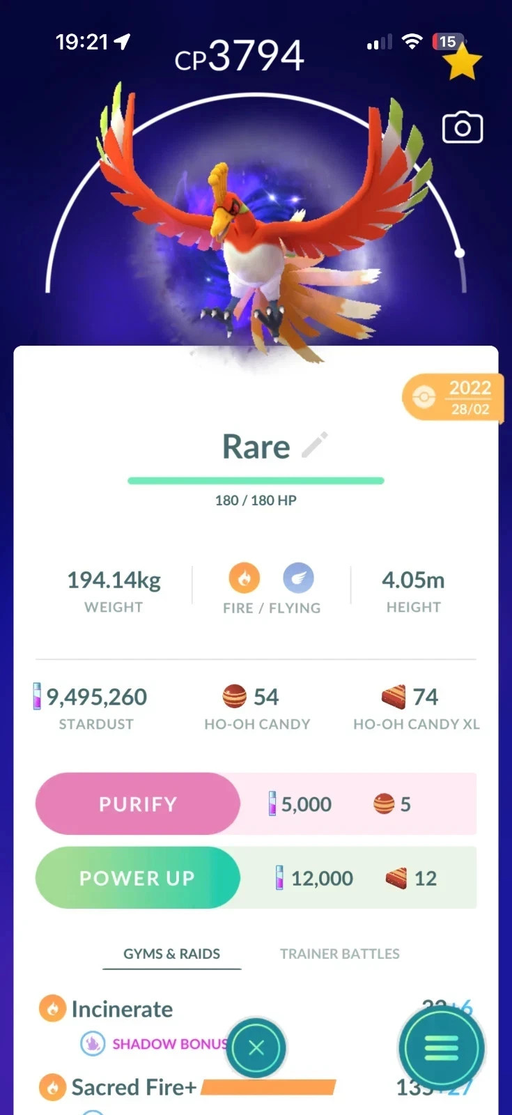Pokémon Go Apex Ho-oh/READ DESCRIPTION