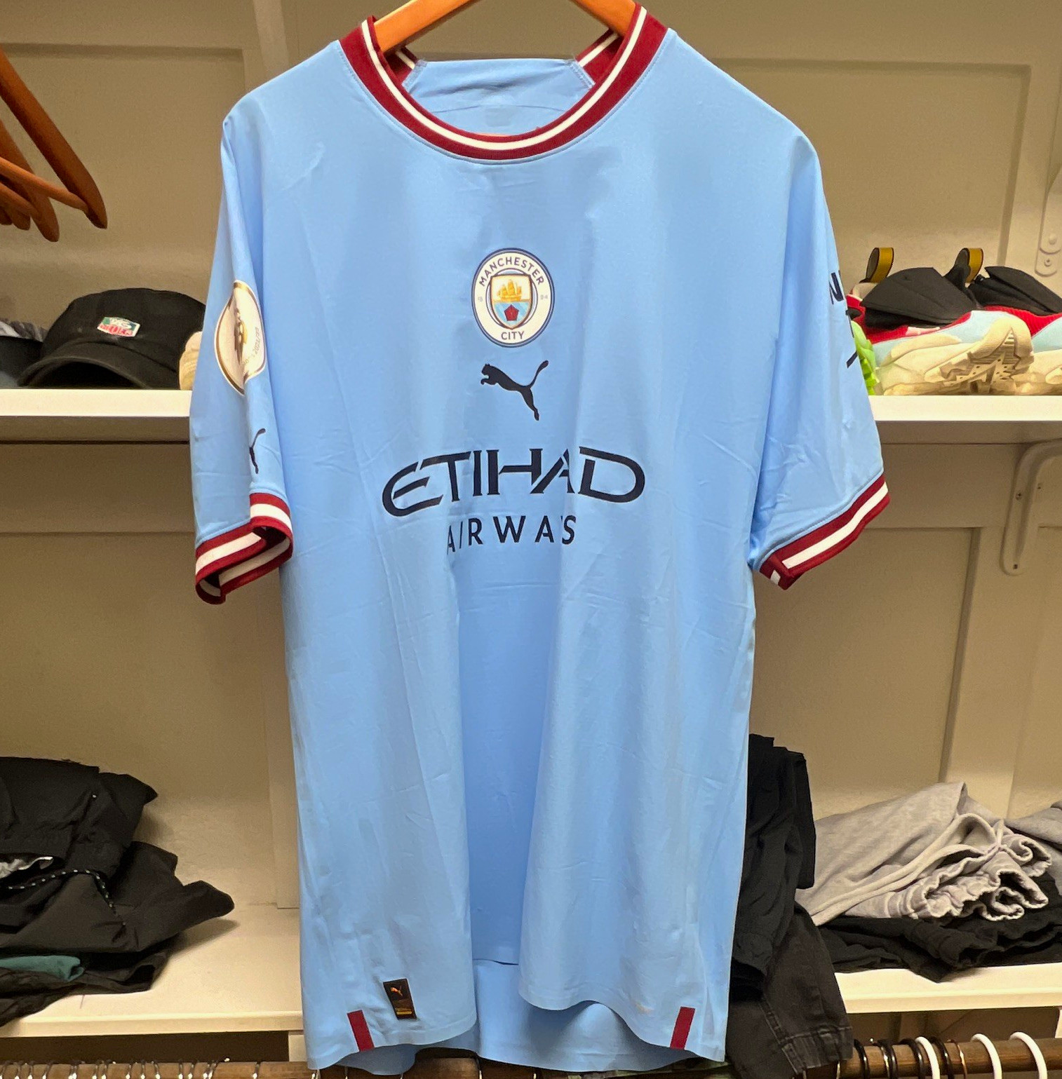 PUMA Manchester City Haaland #9 Soccer Jersey Blue Men's XXL Officially Licensed PUMA Manchester City Haaland #9 Soccer Jersey Blue Men's XXL Officially Licensed