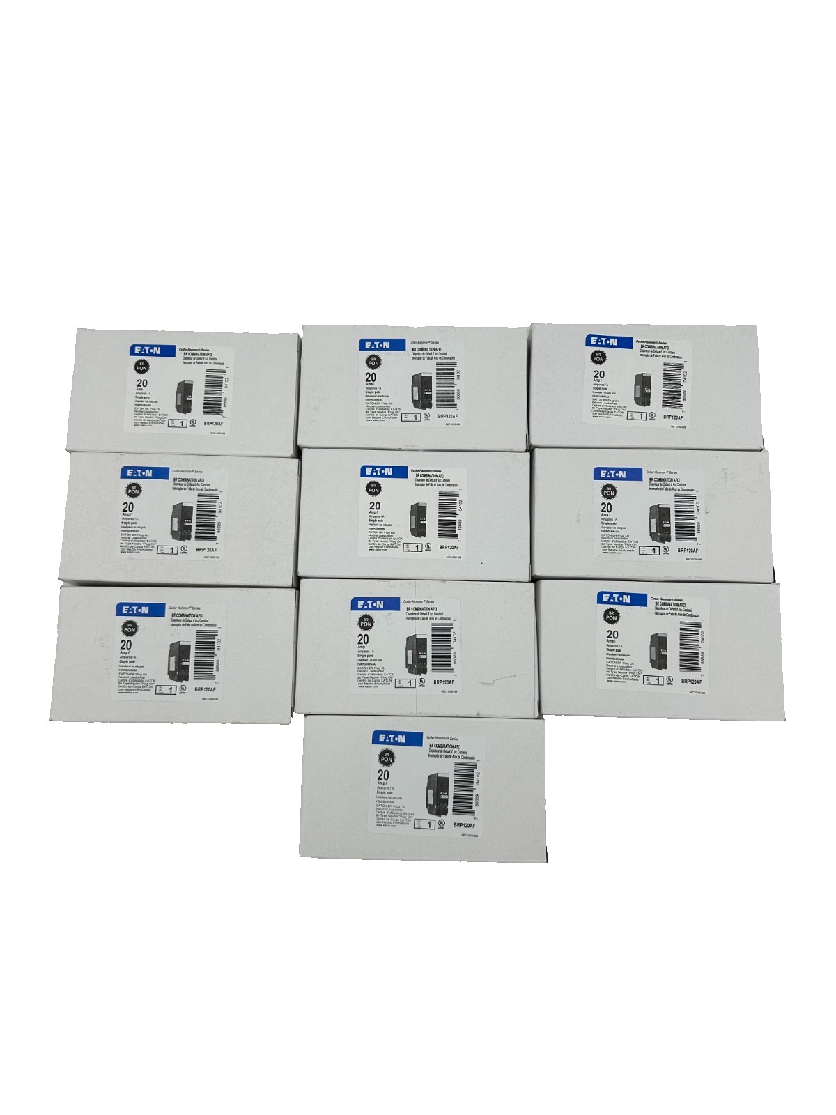 (10) New Eaton BRP120AF Circuit Breaker AFCI 20A 1-Pole 120V
