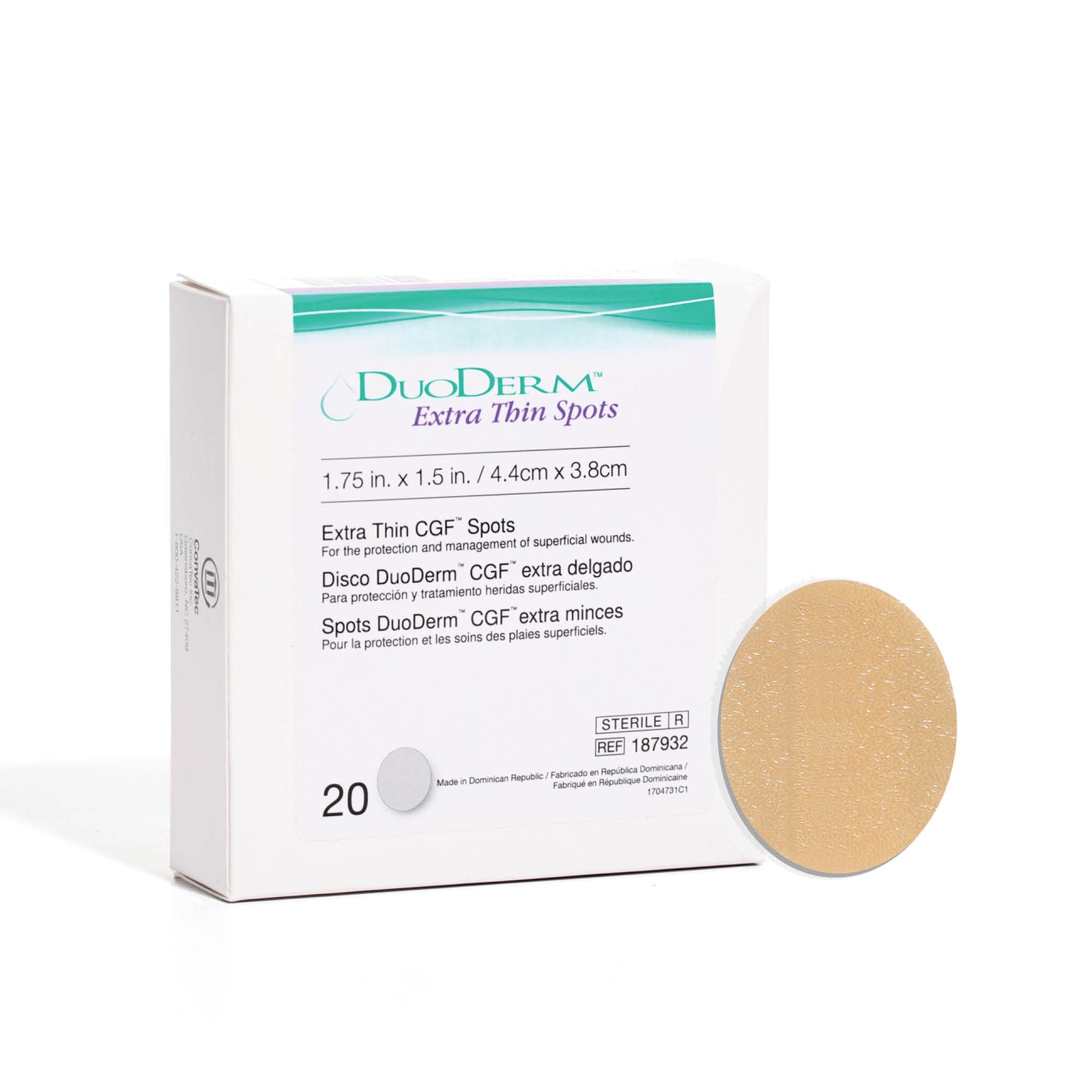 ConvaTec DuoDERM CGF Hydrocolloid Dressings Box of 20 Beige 1.75 x 1.5