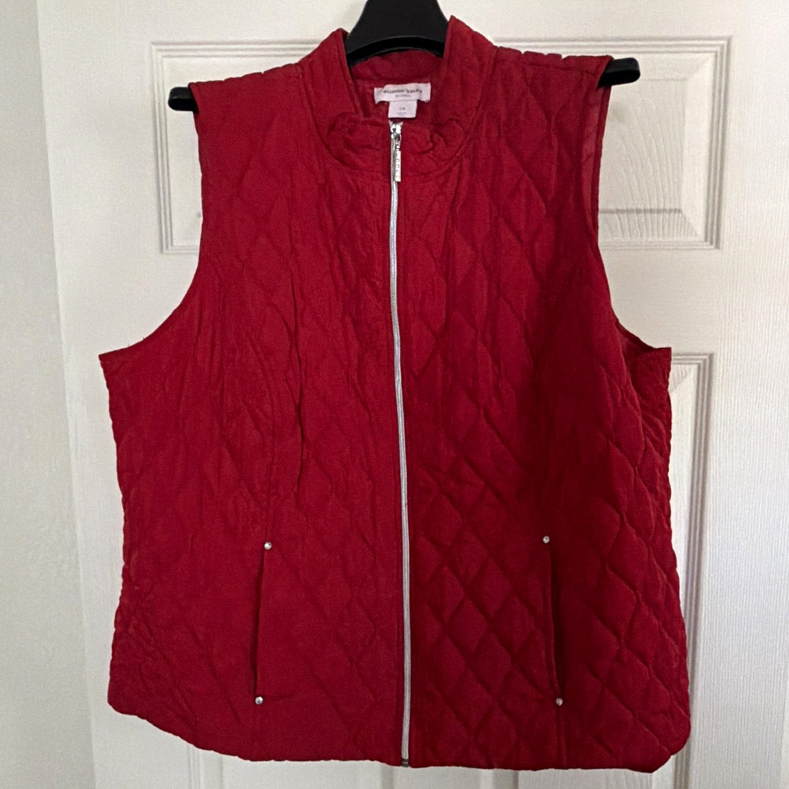 Allison Daley Woman 2X Red Quilted Zip Front Vest Plus Size