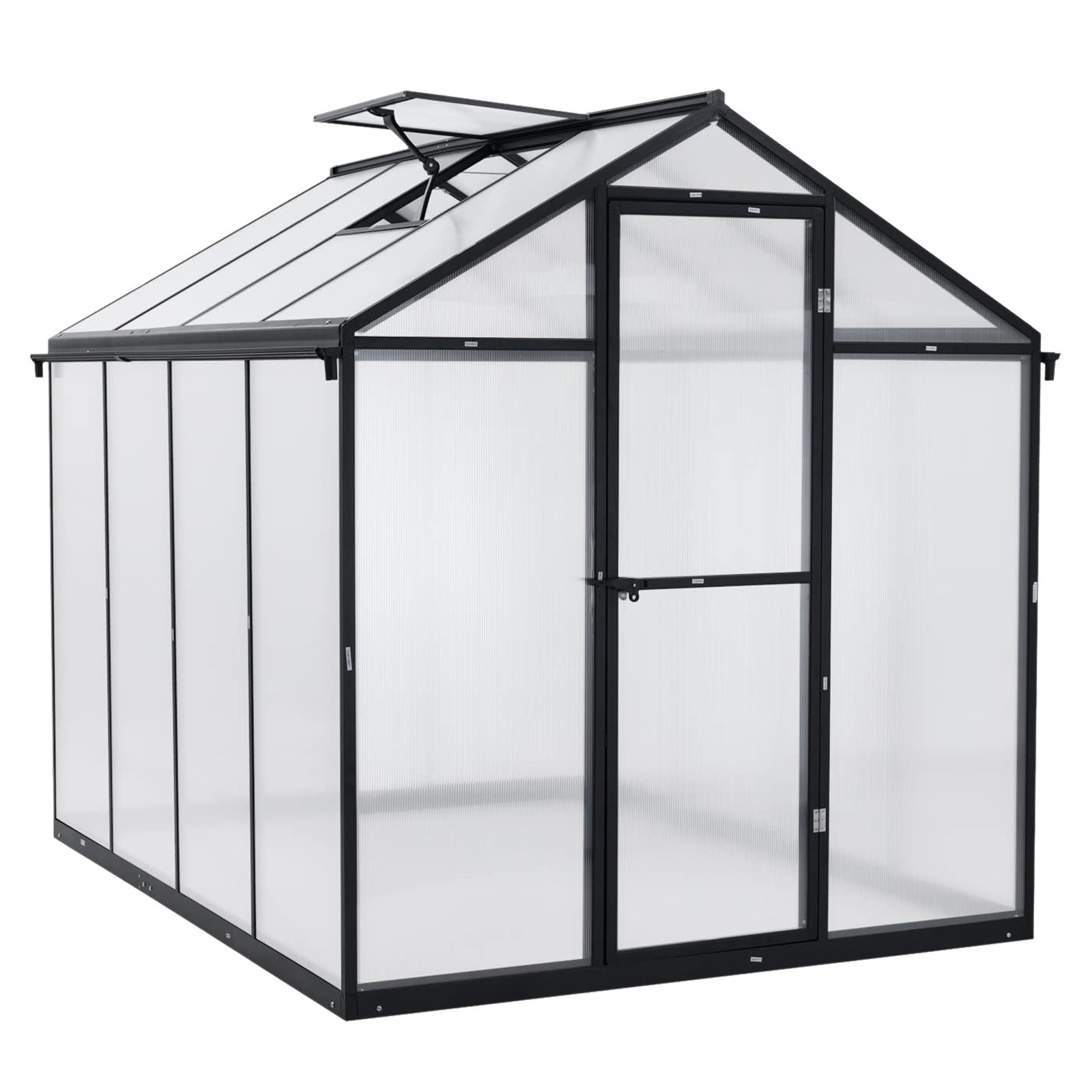 Aoodor 6x8 6x10FT Walk-in Polycarbonate Greenhouse Kit Heavy Duty Aluminum Frame