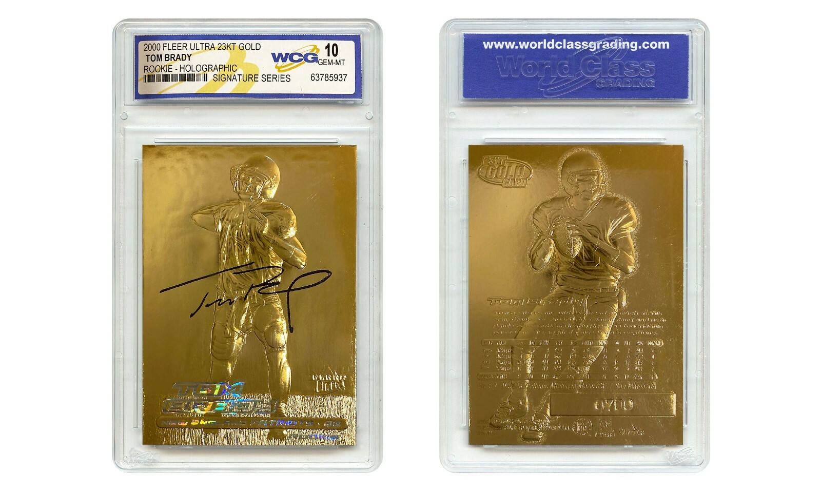 TOM BRADY 2000 Fleer Ultra 23K GOLD ROOKIE Card Refractor - Graded Gem Mint 10 TOM BRADY 2000 Fleer Ultra 23K GOLD ROOKIE Card Refractor - Graded Gem Mint 10