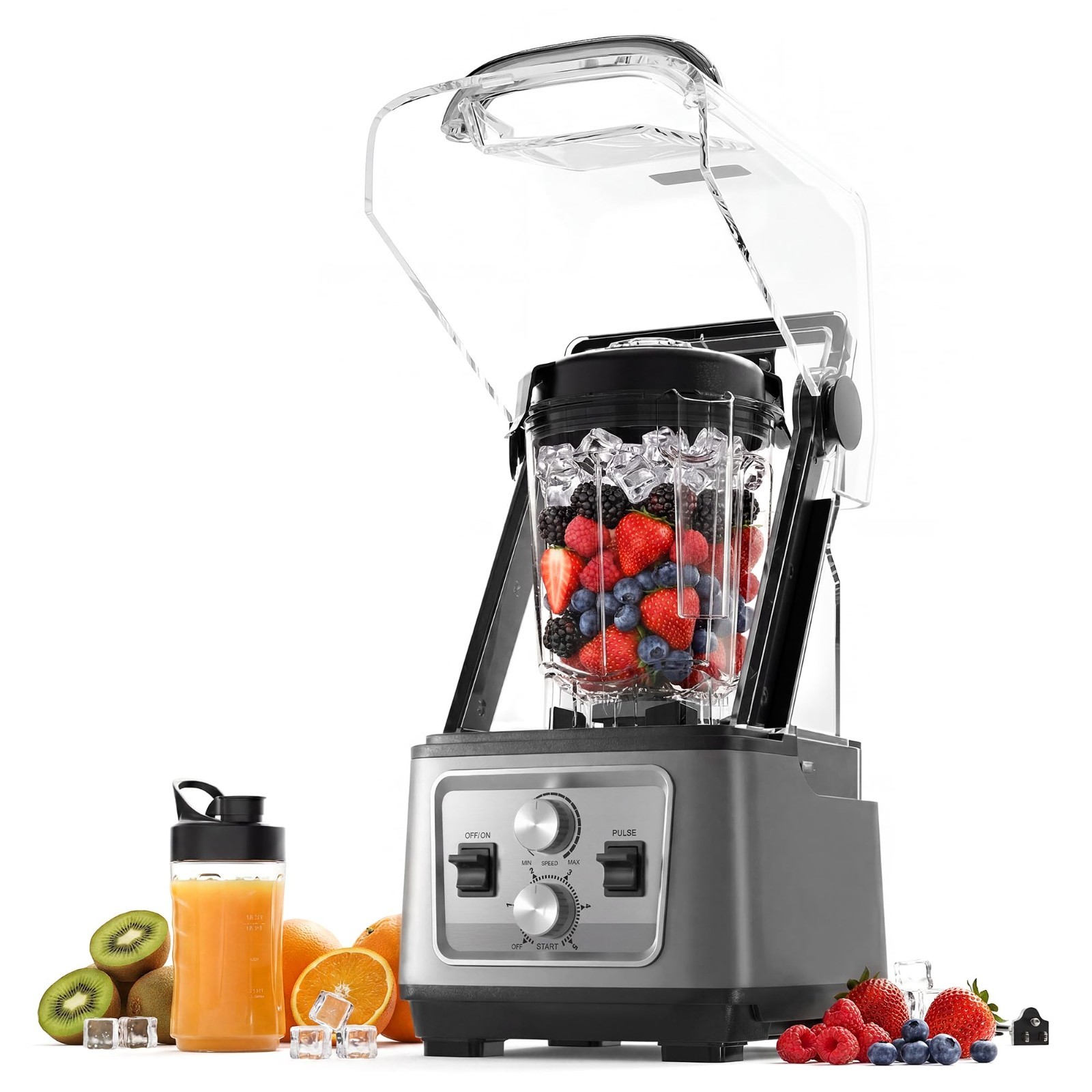 Commercial Blender 2200W 68oz Heavy-duty w/ Shield Quiet Sound Enclosure 9 Speed Commercial Blender 2200W 68oz Heavy-duty w/ Shield Quiet Sound Enclosure 9 Speed