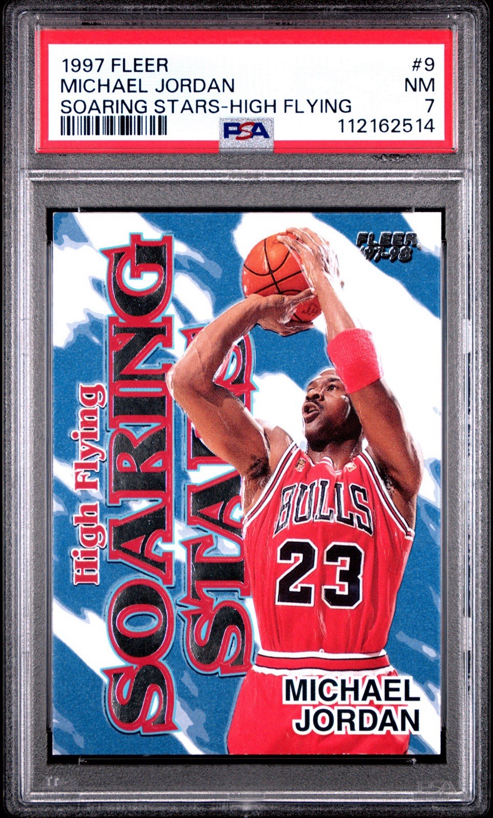 1997-98 Fleer - Soaring Stars Michael Jordan #9 HFSS High Flying PSA 7 1997-98 Fleer - Soaring Stars Michael Jordan #9 HFSS High Flying PSA 7