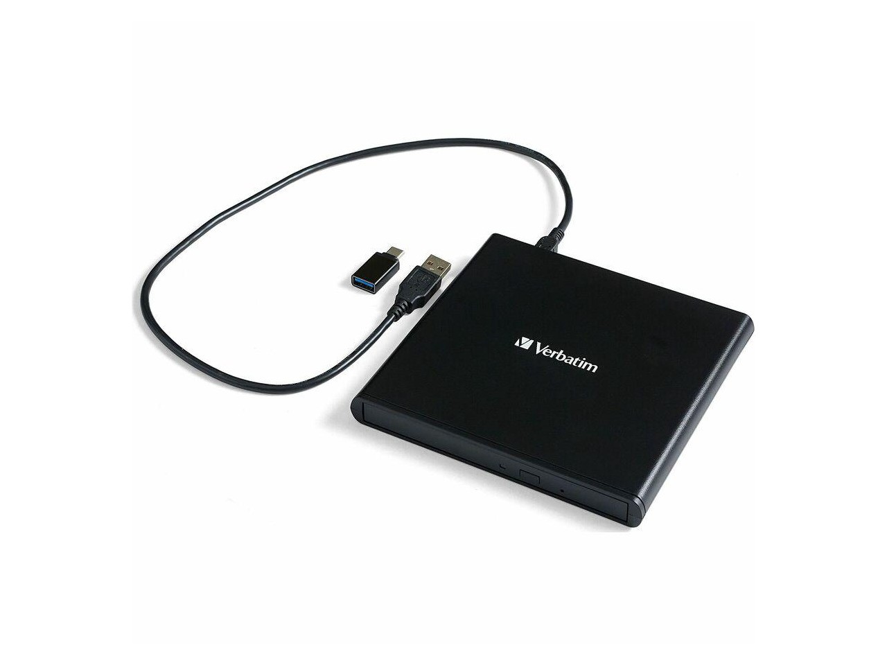 Verbatim Slim External Burner CD/DVD +/-RW Optical Drive USB 2.0 with USB A to
