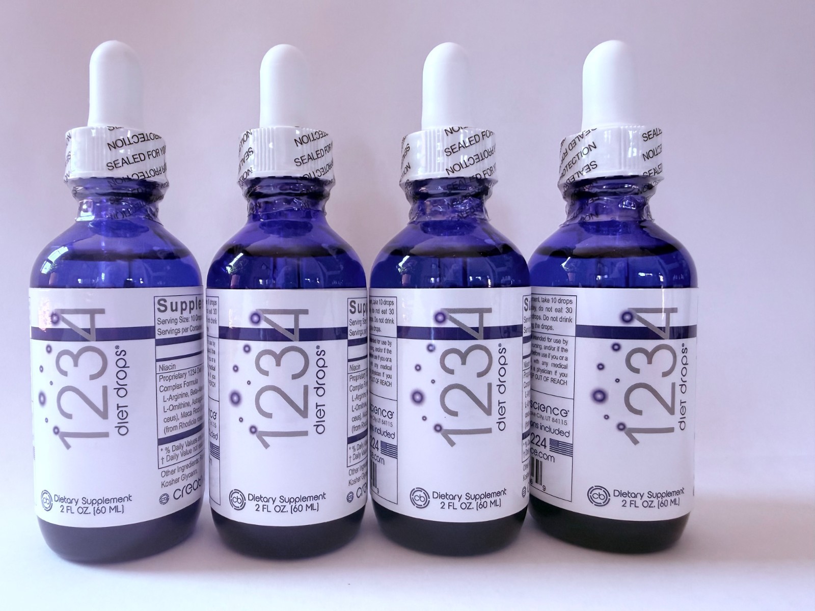 Creative Bioscience 1234 Diet Drops- 4 PACK- 12 2fl. Oz. blue dropper bottles