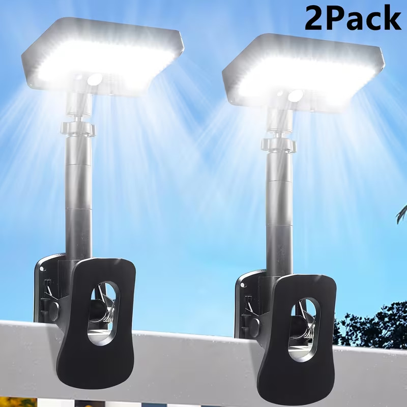 Upgraded Solar LED Clamp Light with Dual Charging (Solar + USB) Outdoor ALM