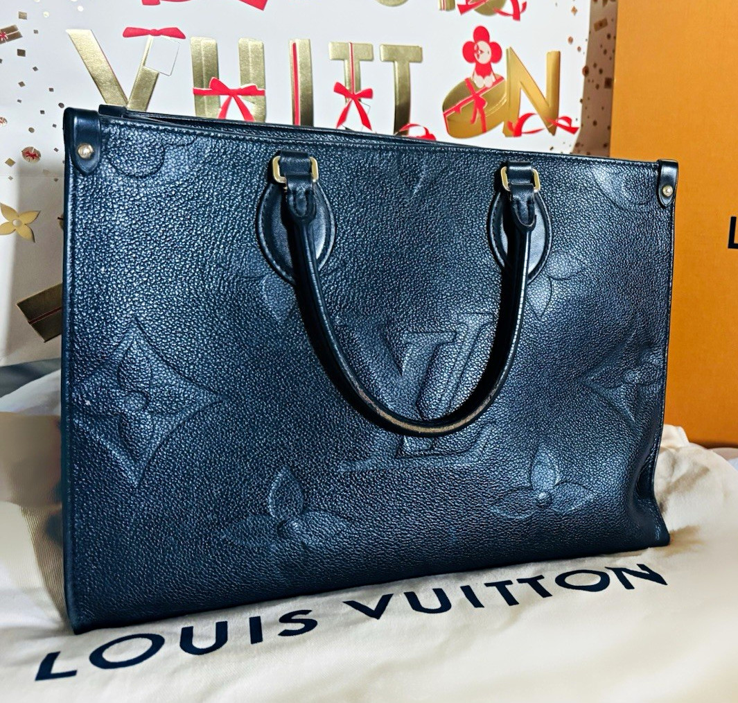 Authentic Louis Vuitton OnTheGo MM Black Empreinte Leather Tote M45595