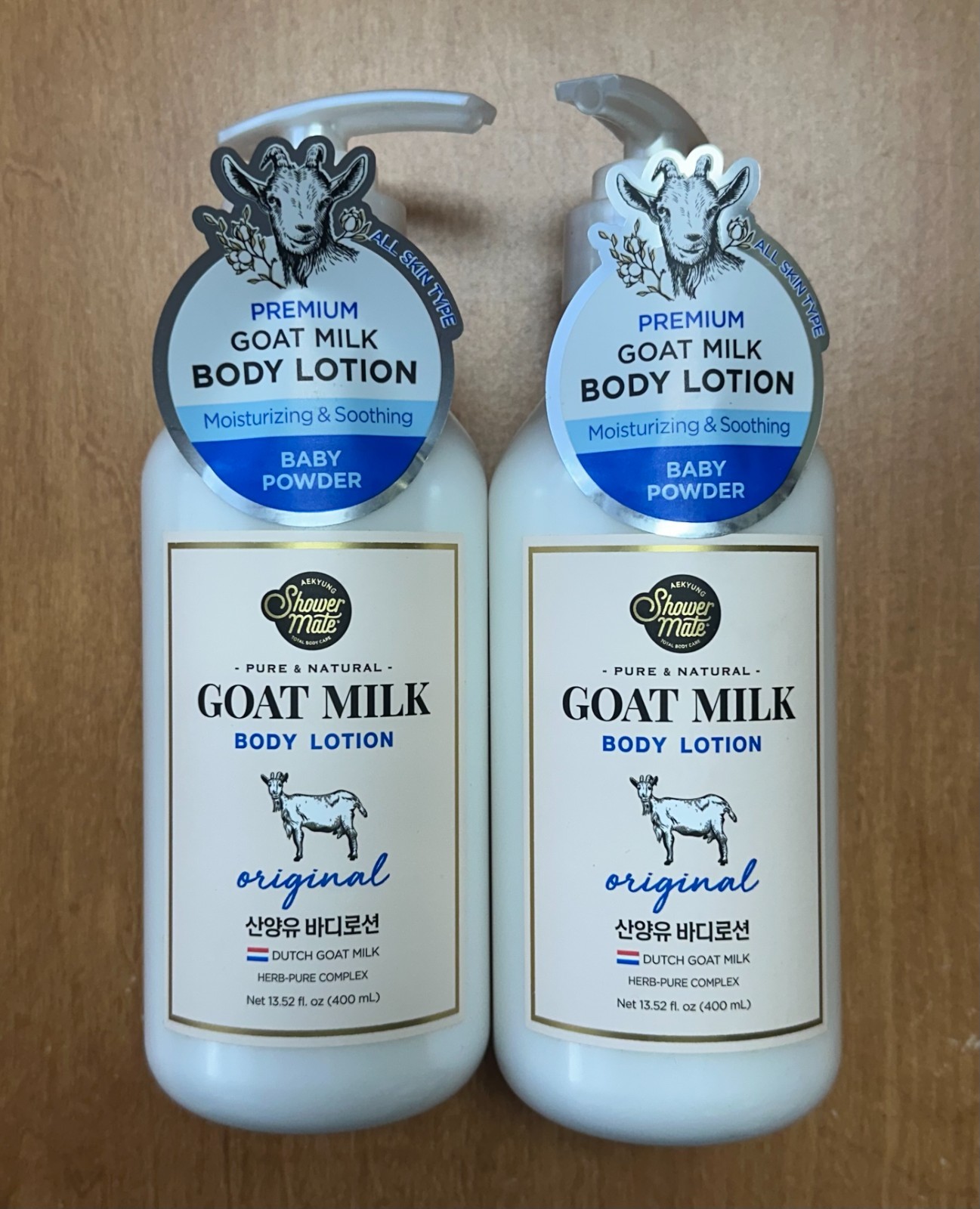 (2-Pk) SHOWER MATE Natural GOAT MILK Moisturizing Soothe BODY LOTION Baby Powder (2-Pk) SHOWER MATE Natural GOAT MILK Moisturizing Soothe BODY LOTION Baby Powder