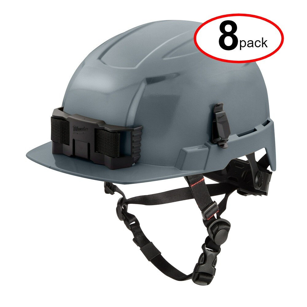 Milwaukee 48-73-1337 BOLT Gray Front Brim Safety Helmet, Non-Vented  - (8Pack)