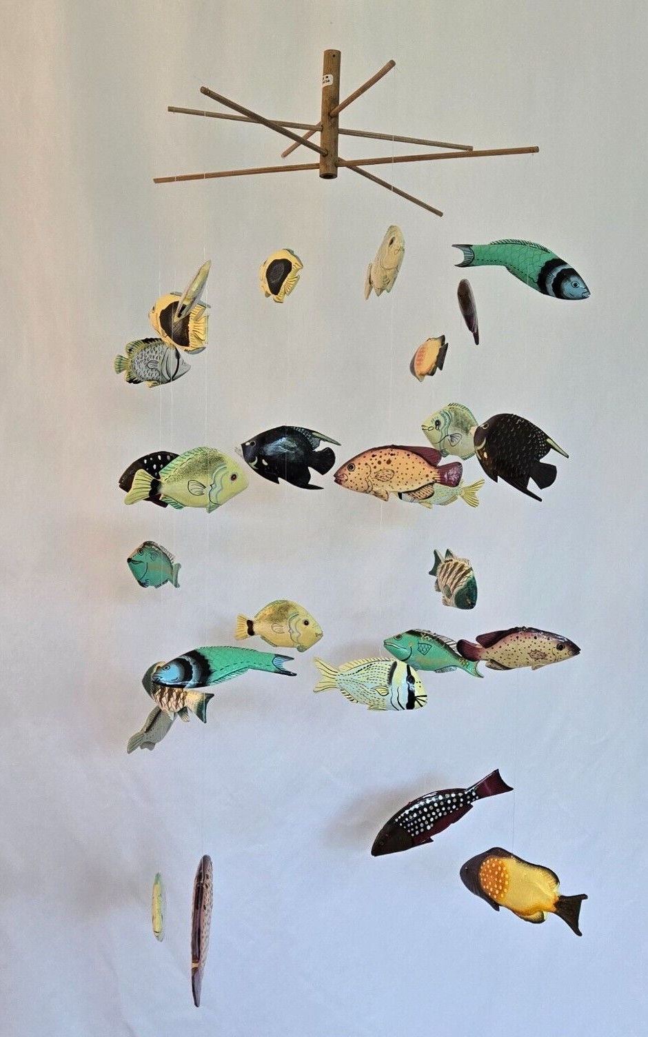 Wooden Reef Fish Hanging Mobile - Handmade and Hand Painted - Caribbean Fish LG