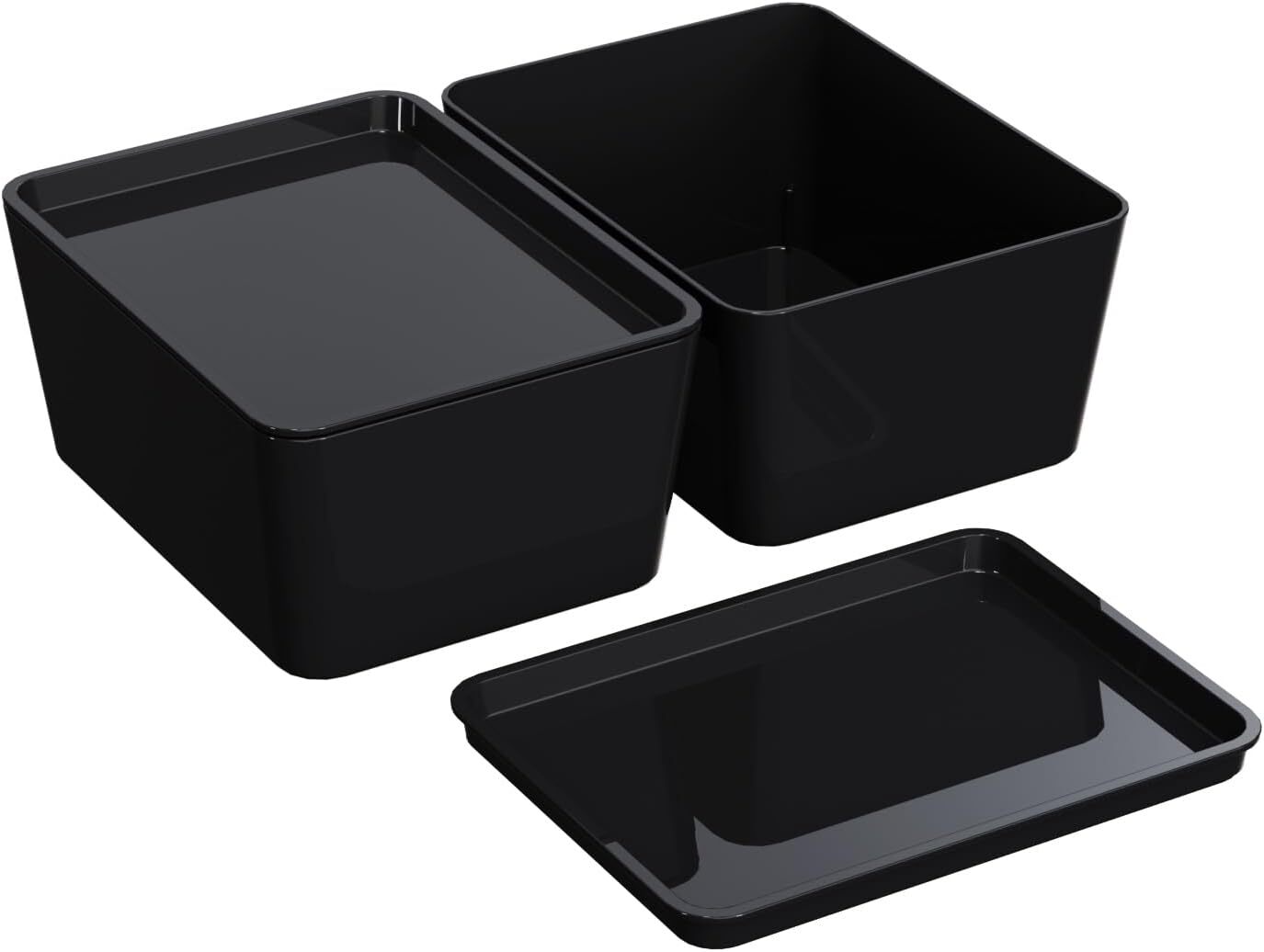 Storage box with lid: Small 5x7 storage box, set of 2, black.