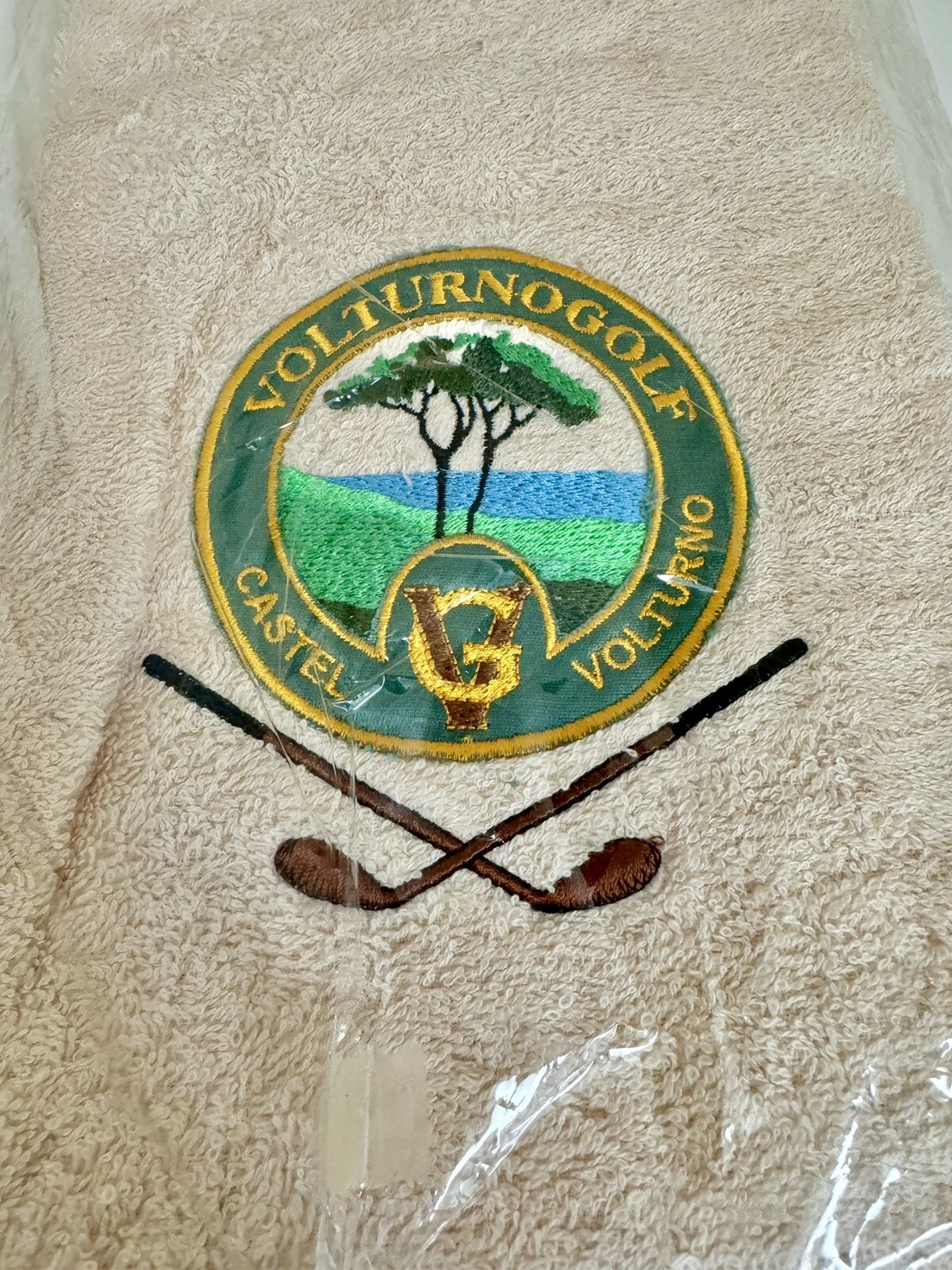 Volturno Vintage Golf Bar Towel Italy Castel Club Embroidered NOS Rare Decor Volturno Vintage Golf Bar Towel Italy Castel Club Embroidered NOS Rare Decor