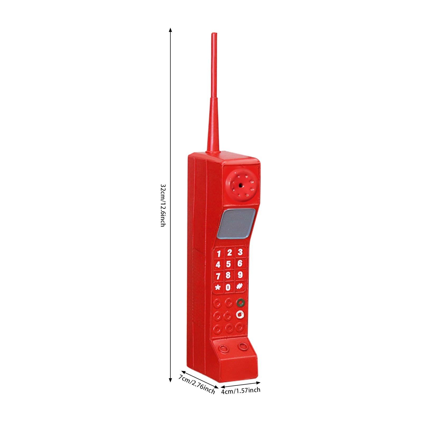 Vintage Retro Brick Cell Phone Prop Red Iron Model 1980s 90s Desk Decor