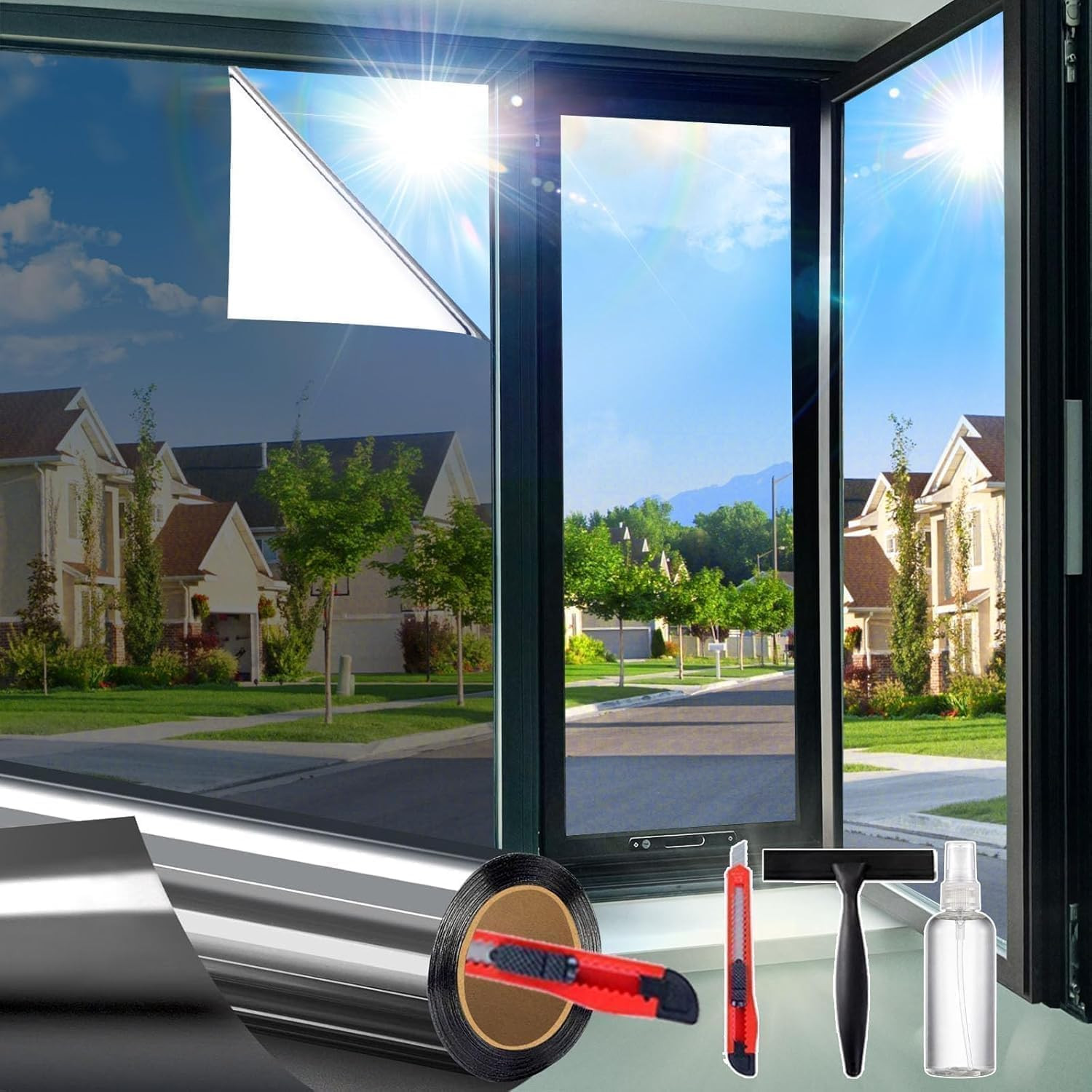 One Way Window Privacy Film Mirror Reflective Tint UV Heat Control Static Cling