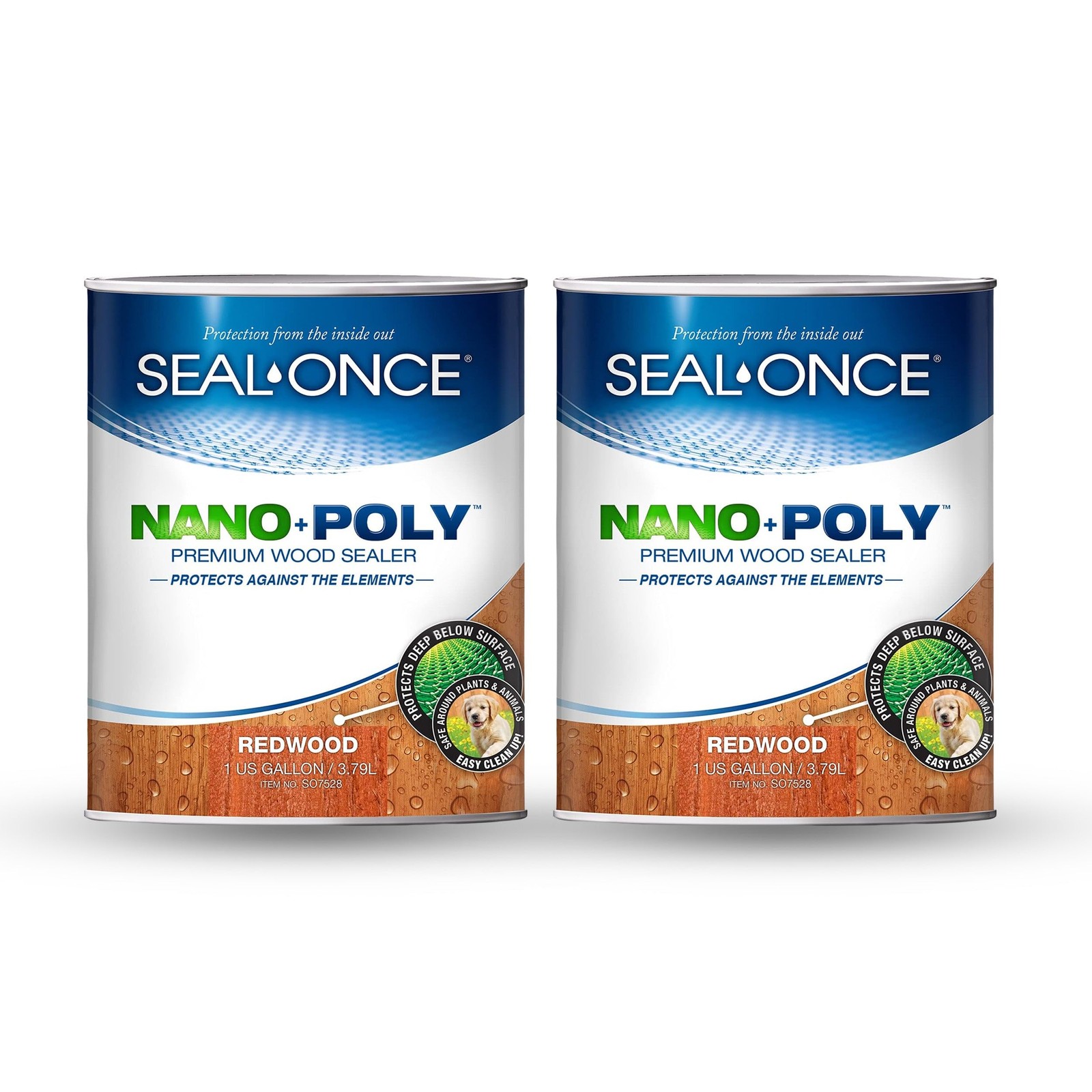 SEAL-ONCE Nano+Poly Wood Sealer and Waterproofer, Redwood, 2 Gallon