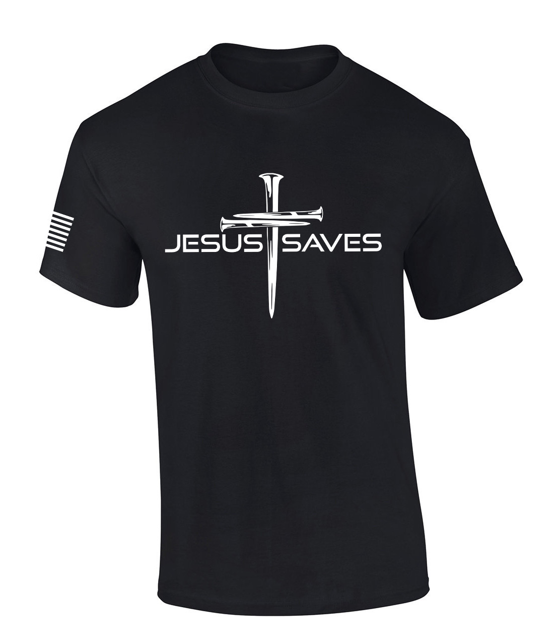Mens Christian Shirt Nail Cross Jesus Saves Short Sleeve T-shirt Graphic Tee