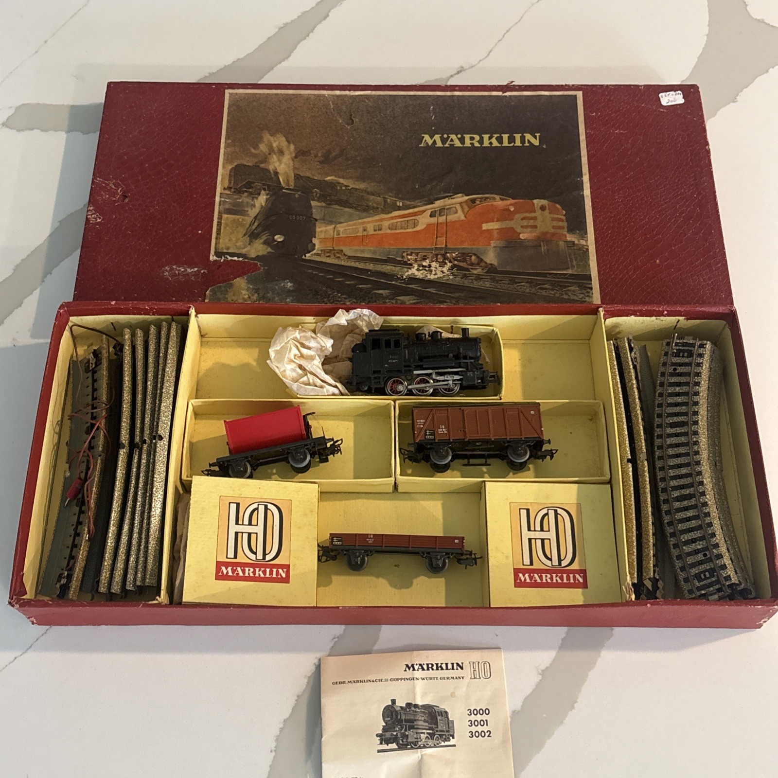 Märklin H0 3200 Train Set Vintage Steam Locomotive 3000 W/ Track Untested Used Märklin H0 3200 Train Set Vintage Steam Locomotive 3000 W/ Track Untested Used