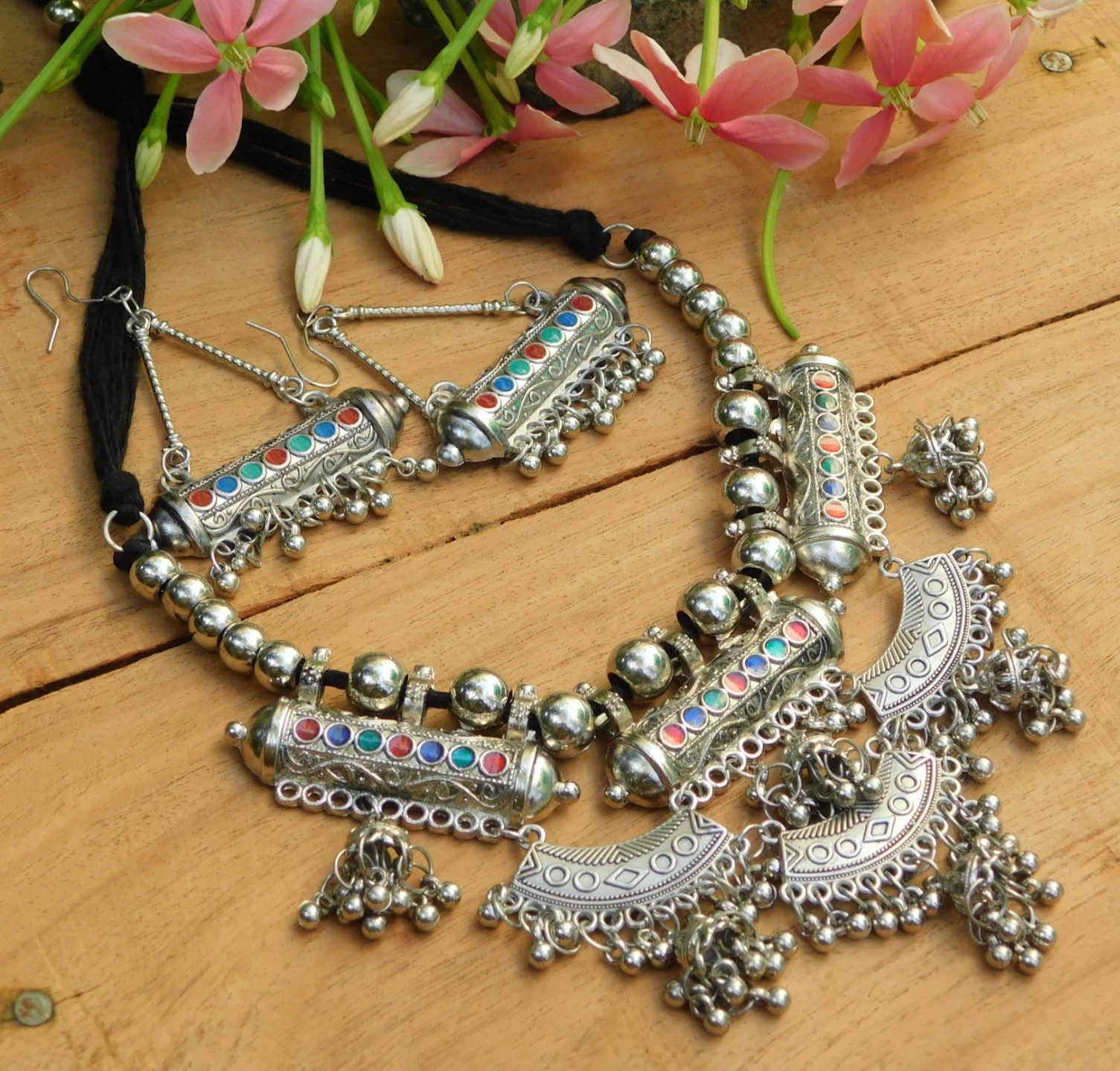 Afghan Kuchi Tribal Necklace Choker Silver Tone Jewelry Vintage Ethnic Necklace