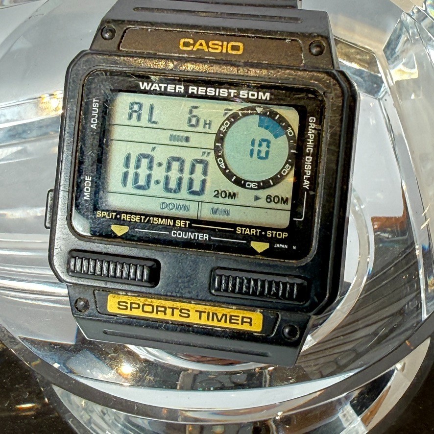 Rare Vintage Casio S-52W Sports Timer Module 212 Watch Runs