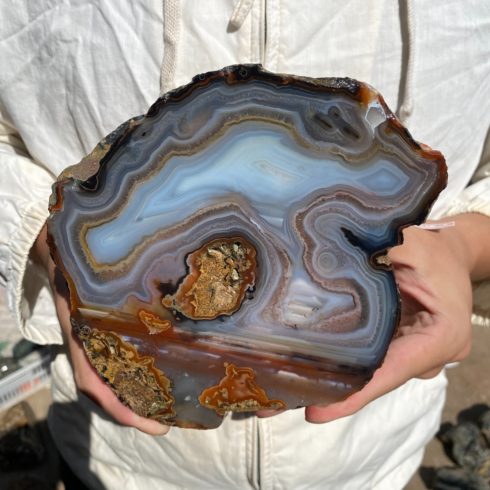 5.3lb Natural Lace Banded stripe Agate Quartz Crystal Rough mineral specimen