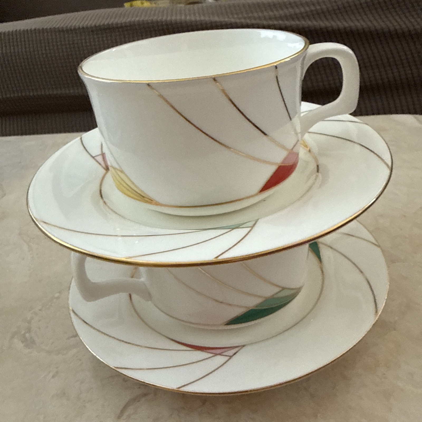 VTG,Rare Set of 2 Hankook Bone China Cups and Saucers Korea, Never Used
